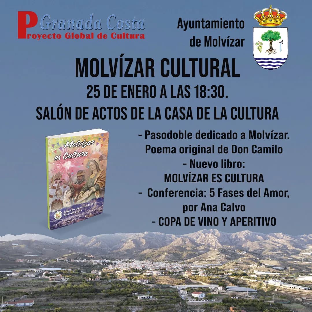 Celebración Cultural en Molvízar: Estreno del Pasodoble Dedicado a la Ciudad, Presentación de Libro y Conferencia sobre las ‘5 Fases del Amor