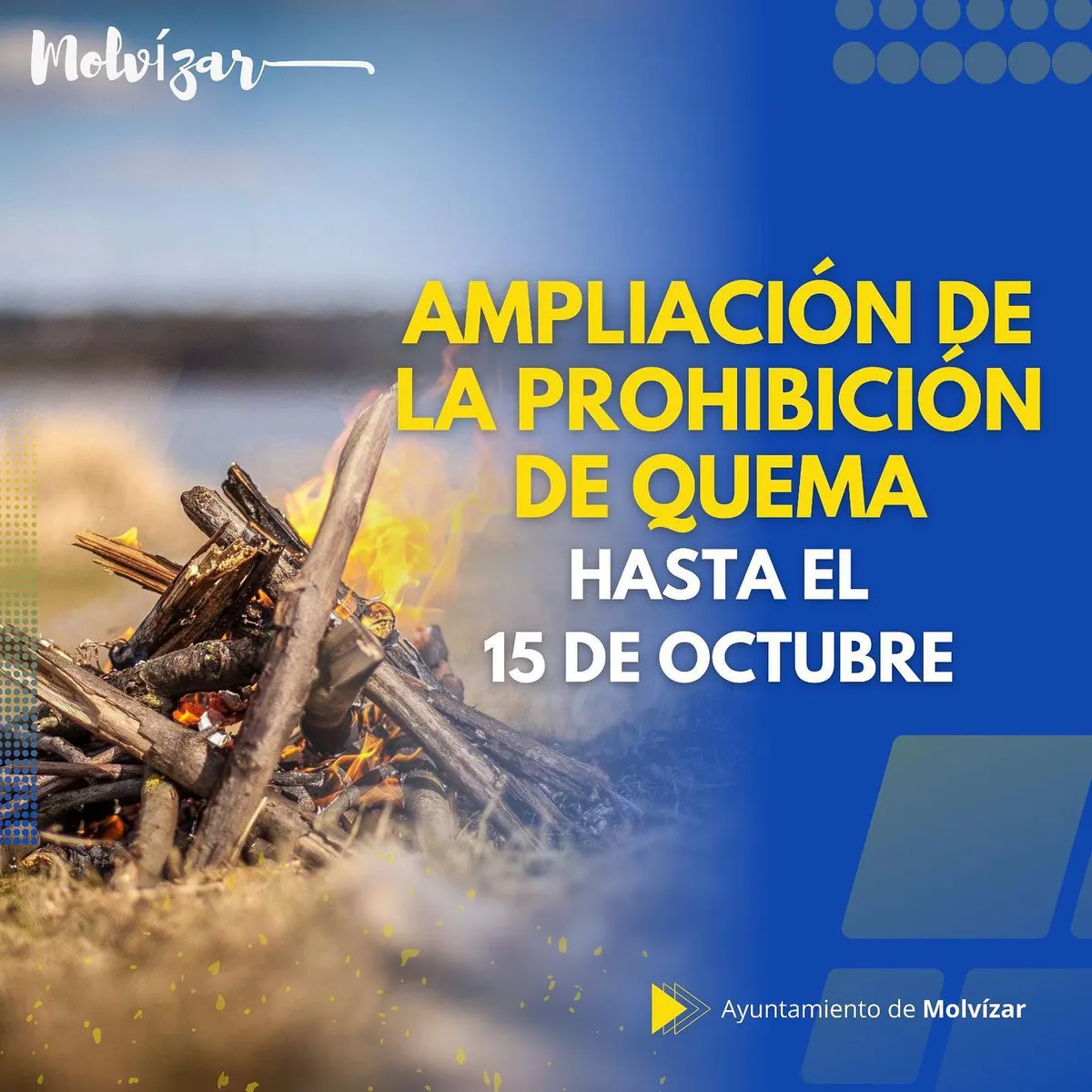 Entrada en vigor de determinadas medidas preventivas por el nivel de riesgo de incendio muy alto y extremo según la información de la AEMET.