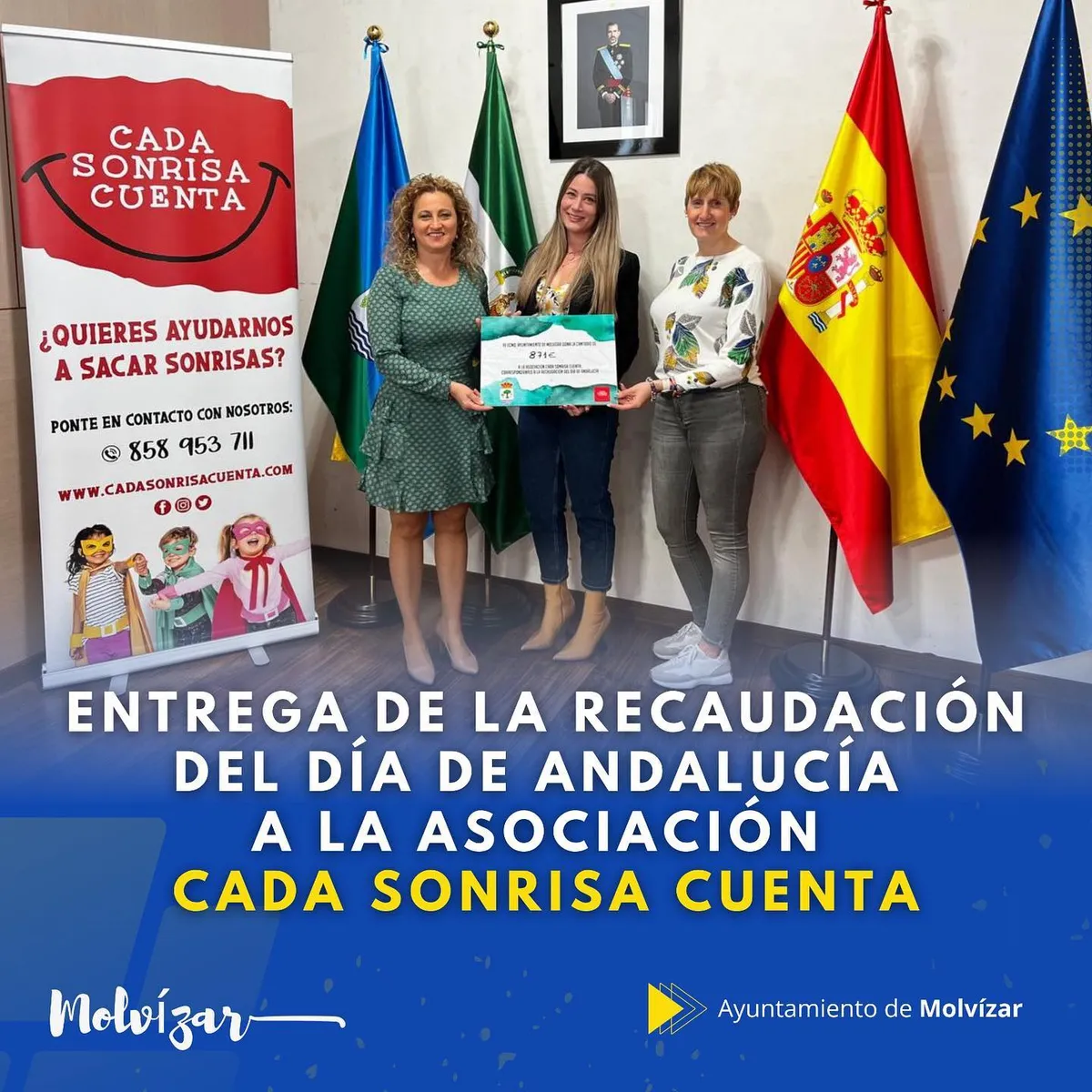 ENTREGA DE LA RECAUDACIÓN DEL DÍA DE ANDALUCÍA A LA ASOCIACIÓN CADA SONRISA CUENTA
