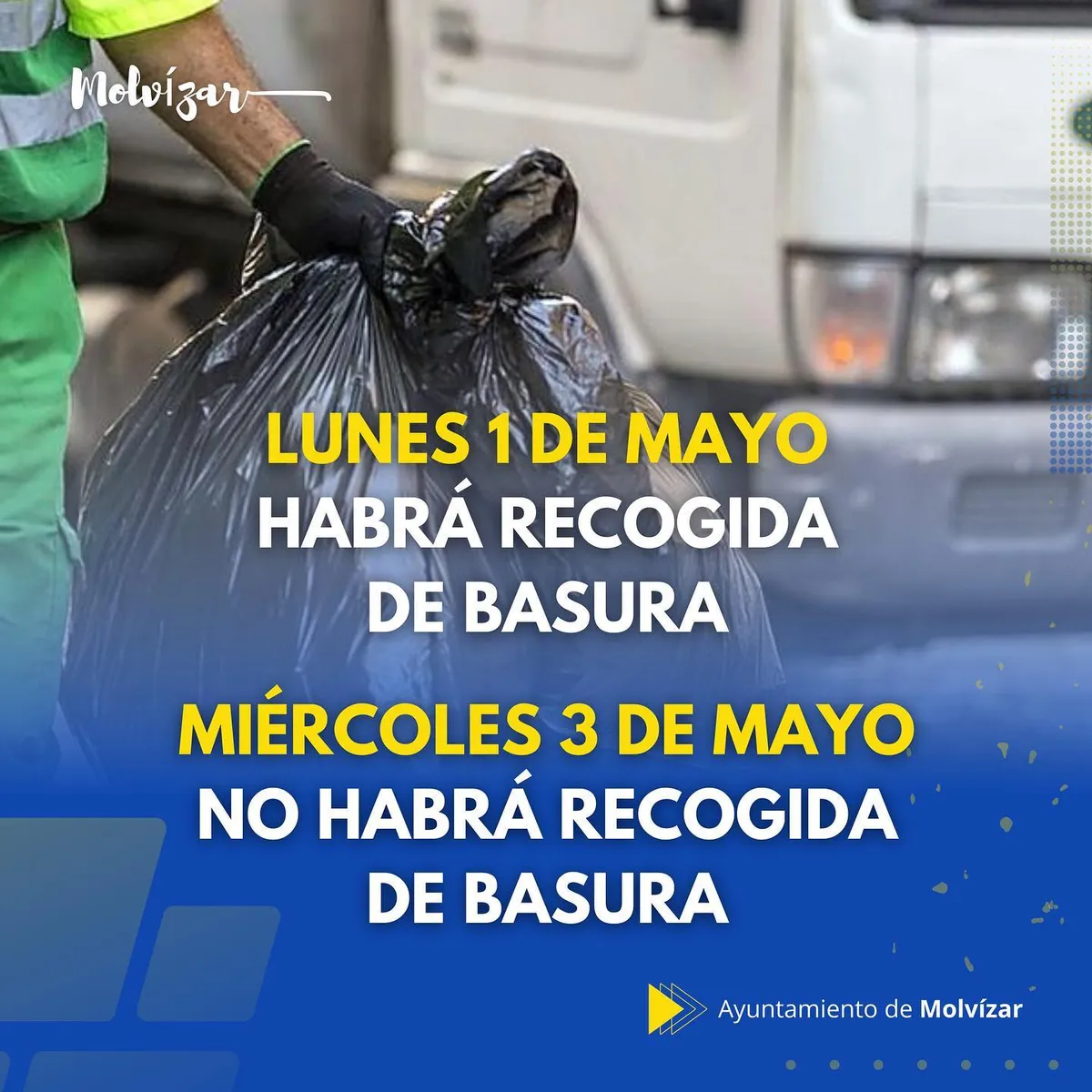 Lunes 1 de mayo habrá recogida de basura